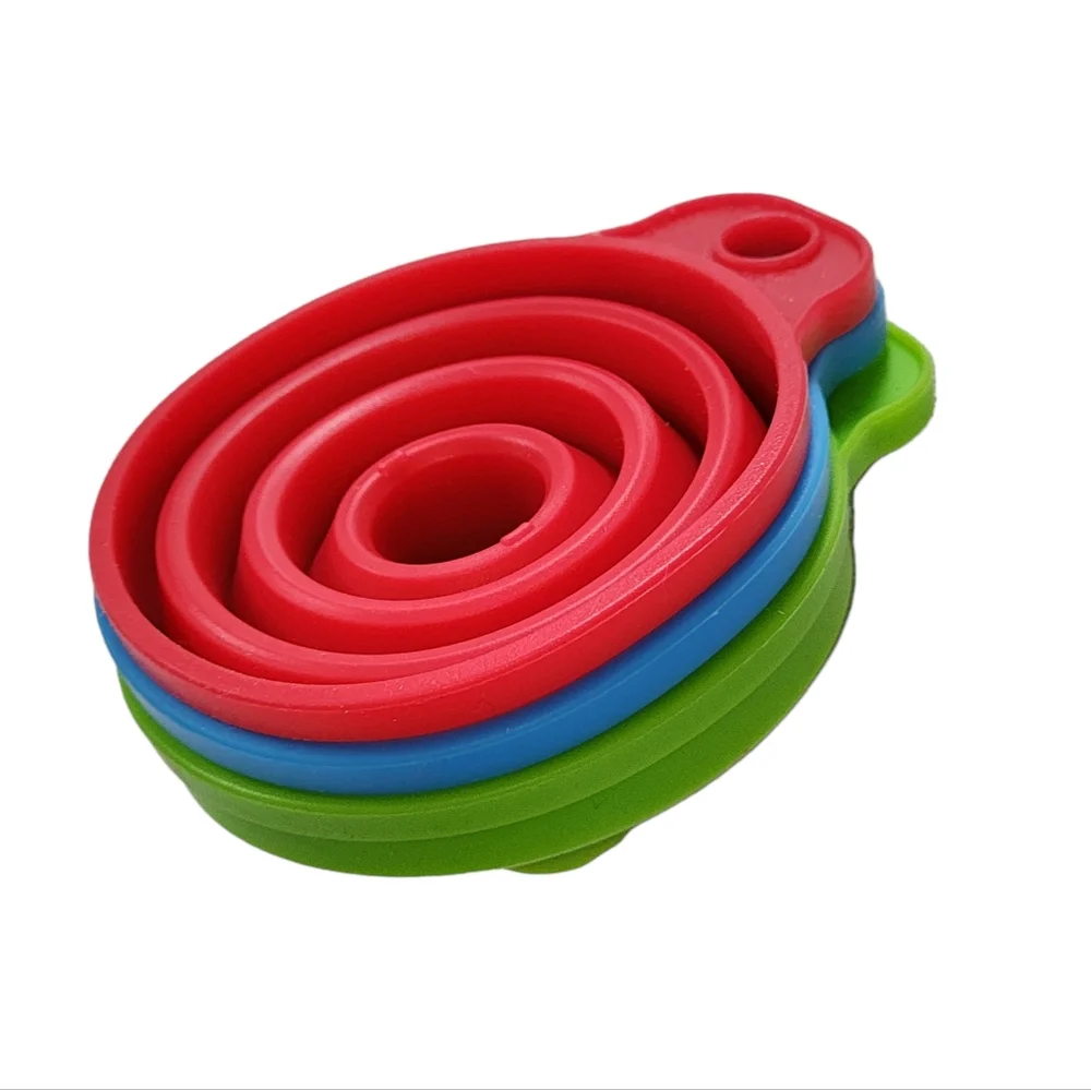 Set of 3 Small Silicone Collapsible Funnels Kitchen Tools - Picture 4 of 10